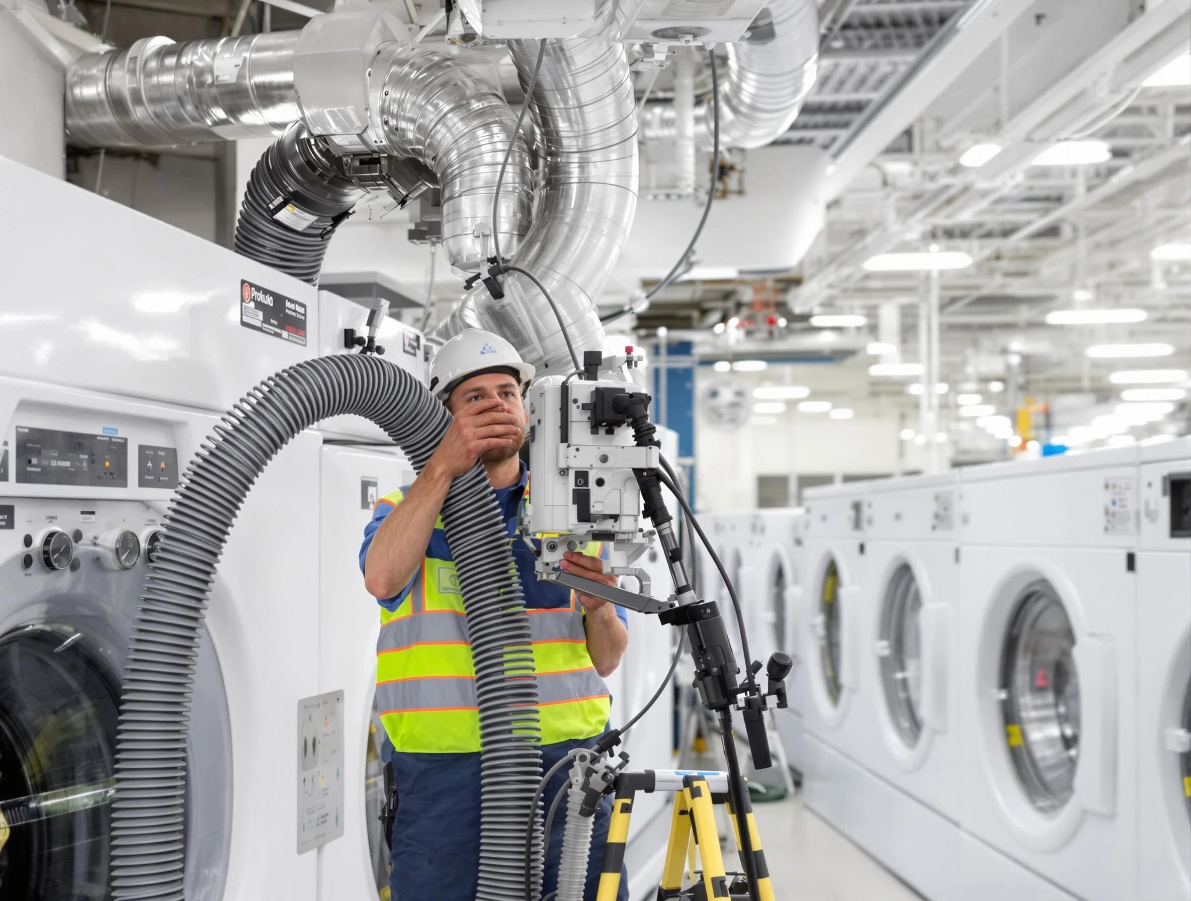Chester Dryer Vent Cleaning team performing commercial-grade dryer vent cleaning at a business facility in Chester