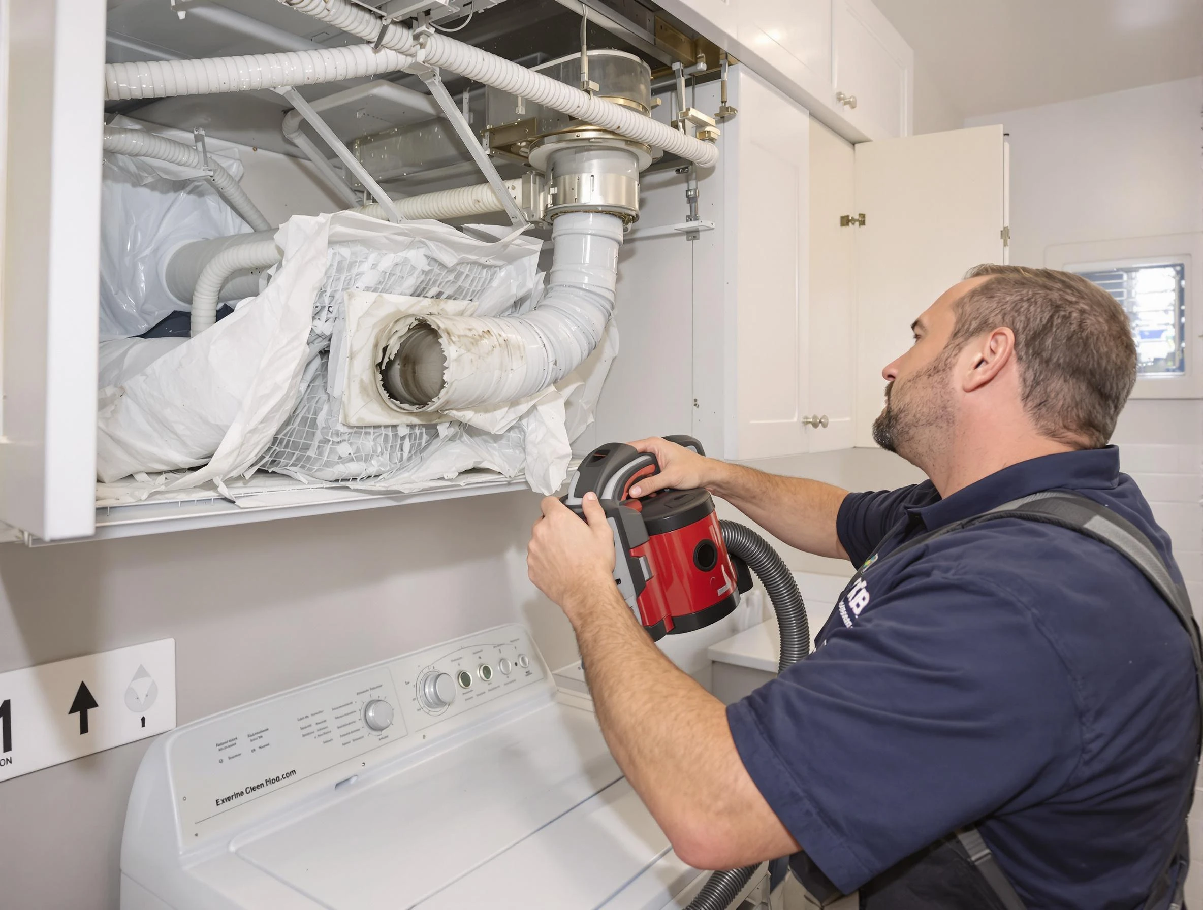 Chester Dryer Vent Cleaning technician performing professional exhaust vent cleaning at a residential property in Chester